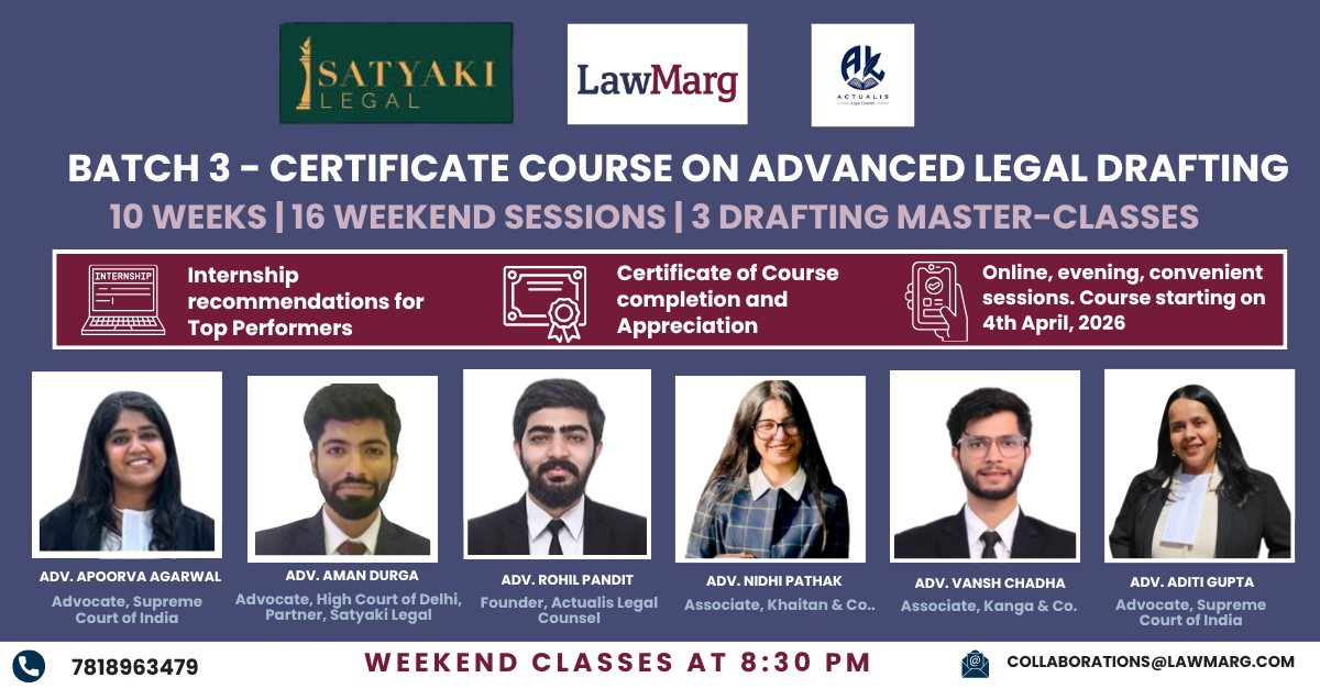 Batch 3- Certificate Course on Advanced Legal Drafting