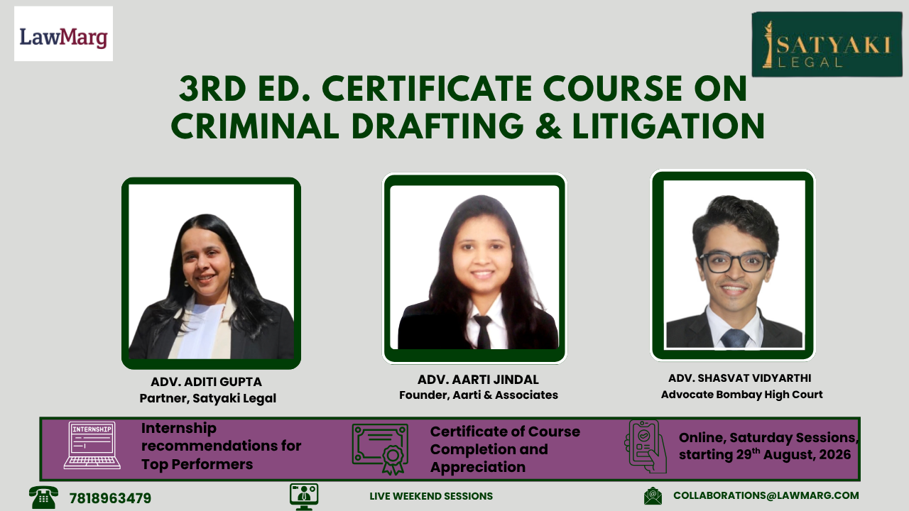 3rd Ed Certificate Course on Criminal Drafting & Litigation