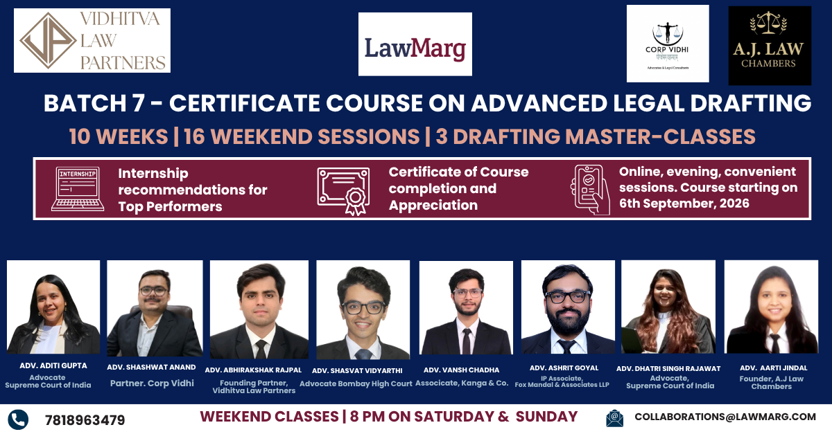 Certificate Course on Advanced Legal Drafting – Batch 7